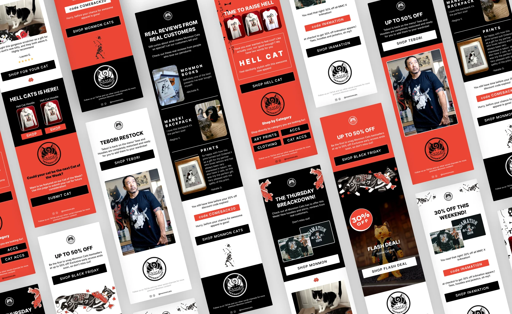 Collection of Monmon Cats email designs