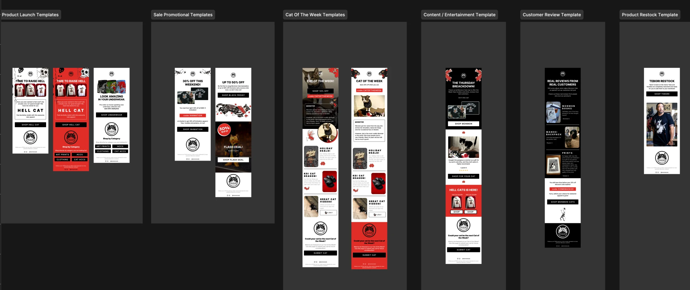 Complete collection of Monmon Cats modular email templates