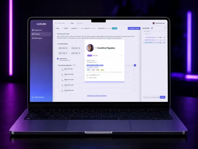 Veliro ticket manager platform interface